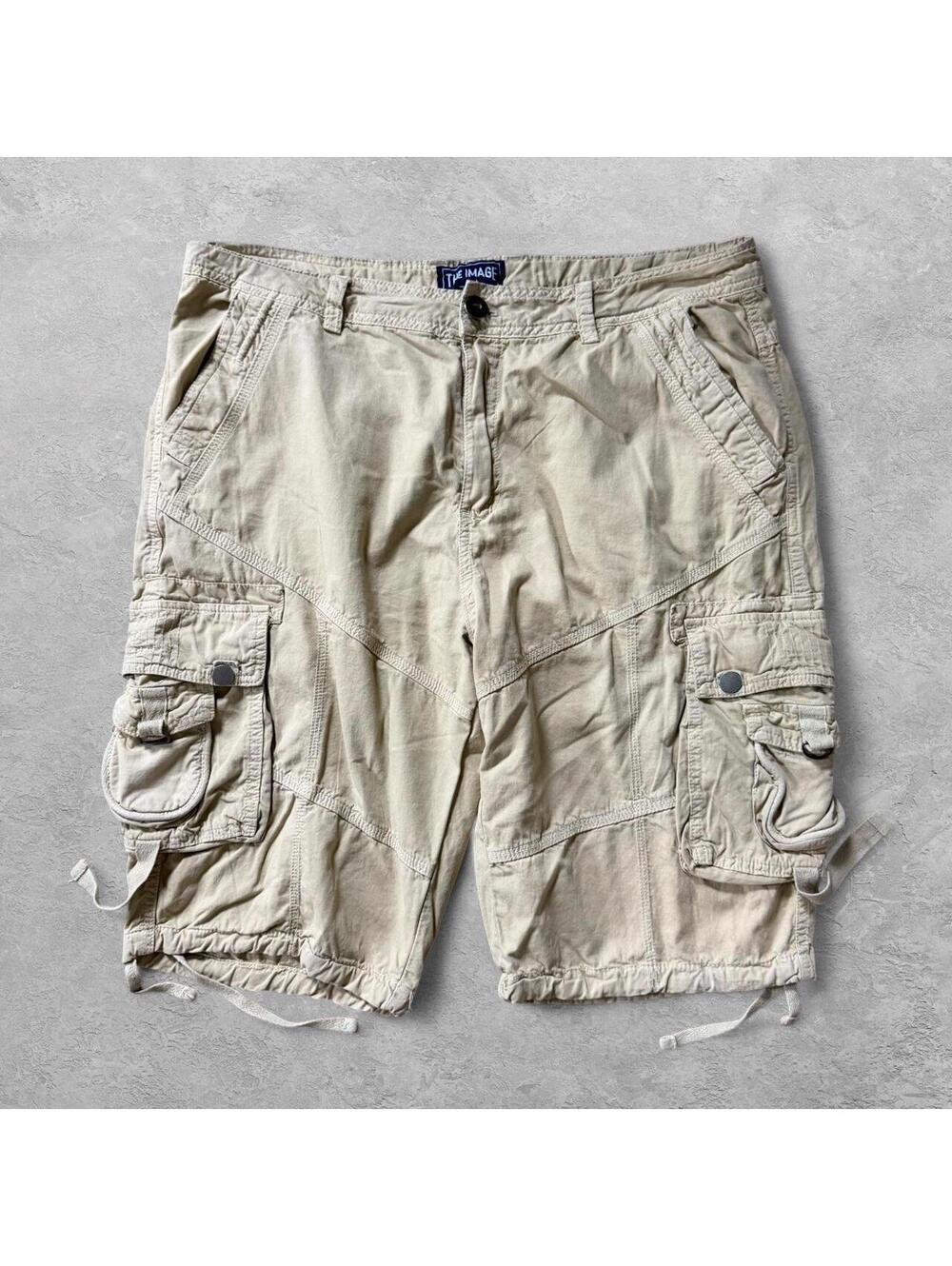 Vintage The Image Tan Multi-Pocket Gorpcore Cargo Shorts - Sz 36